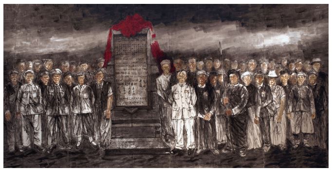 作者：罗江 作品名称：《誓盟》—纸本水墨 作品尺寸：720cm×360cm  创作时间：2017 年