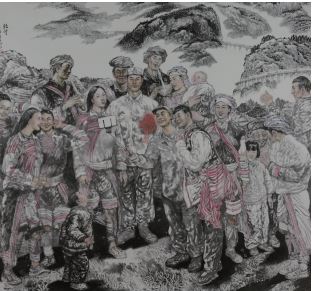 作者：吴建超 作品名称：《山村光荣花》—纸本水墨 作品尺寸：200cm×200cm  创作时间：2017 年