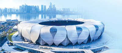 图为浙江杭州奥体中心体育场外景。 曹 元摄(影像中国)