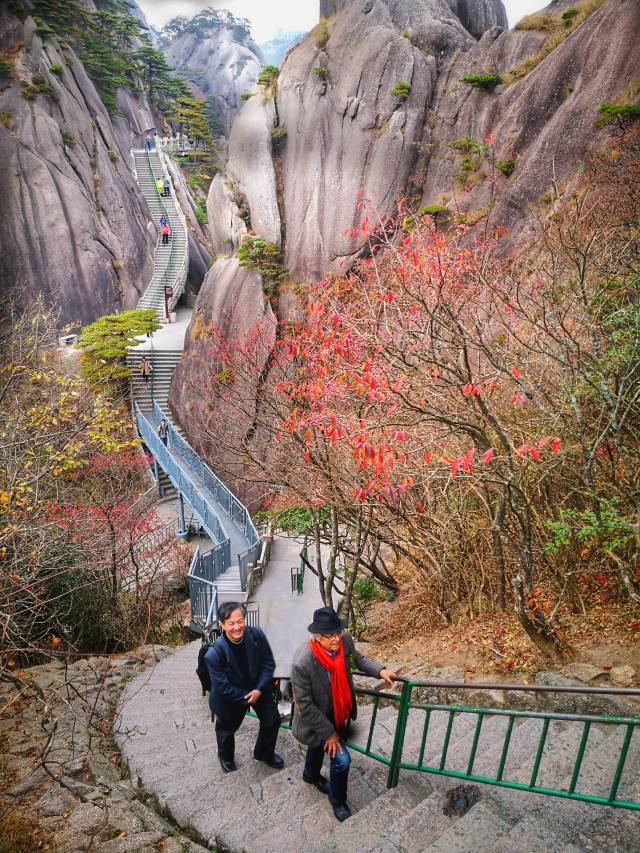 薛庆国陪同阿多尼斯登上黄山。