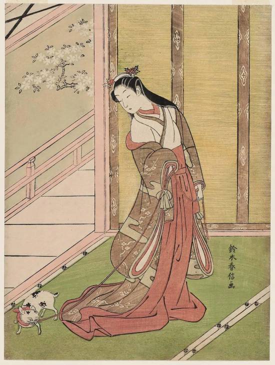 铃木春信「女三宮と猫」，1767–68&nbsp;&nbsp;ACCESSION NUMBER: 21.4654