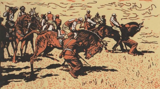 徐匡《金色的赛马场》31x55cm&nbsp;版画 1981年 中华艺术宫（上海美术馆）藏