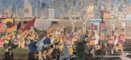 余松 程文娟 张培成&nbsp;《2014上海国际马拉松赛》158x344cm&nbsp;2014年 中华艺术宫（上海美术馆）藏